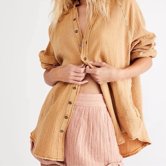 We The Free Summer Daydream Oversized Cotton Button Down Top Small NWOT - Picture 7 of 14